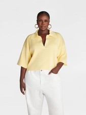 KBB by KAHLANA Women's Short Sleeve Boxy 'The Cropped Polo Sweater'