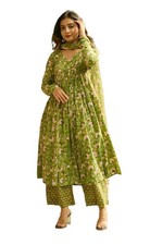 Women Printed Anarkali Kurta and Pant Set with Dupatta