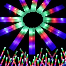 68 PCS LED Foam Glow Sticks Bulk, Glow in the Dark Party Supplies with 3 Mode...