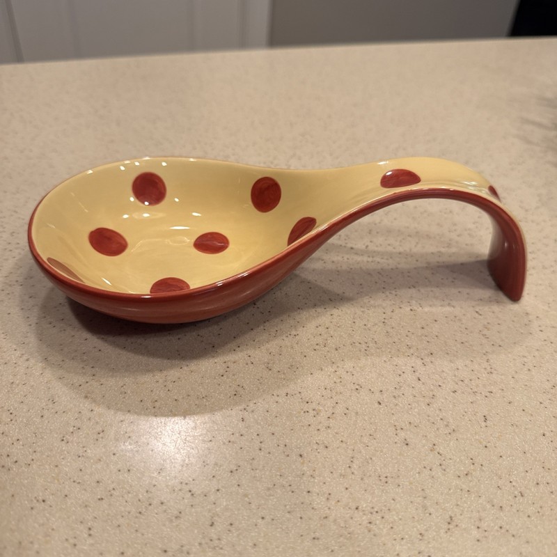 Gail Pittman Southern Living At Home Large Spoon Rest, Yellow/Red Polka Dots