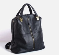 New Designer Cowhide Leather Backpack Women's Black Leather Handbags Travel Bag