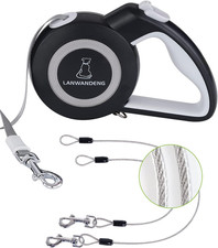 Chew Proof Retractable Dog Leash with 2 Heavy Duty Anti-Chewing Wire Ropes, 16FT