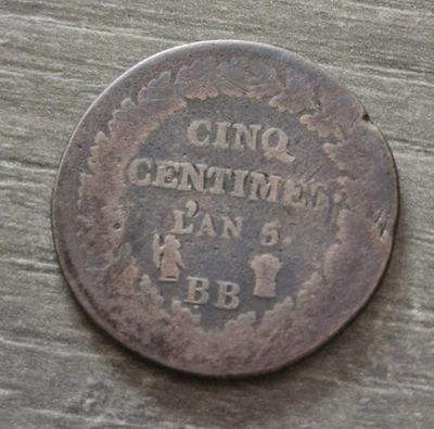 pièce de 5 cts Dupré an 5 BB - Photo 1/2