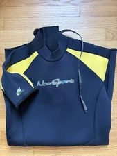 Neo Sport 3mm Shorty Wetsuit Men M Swim Diving Suit Black/Yellow Zip Back X-Span