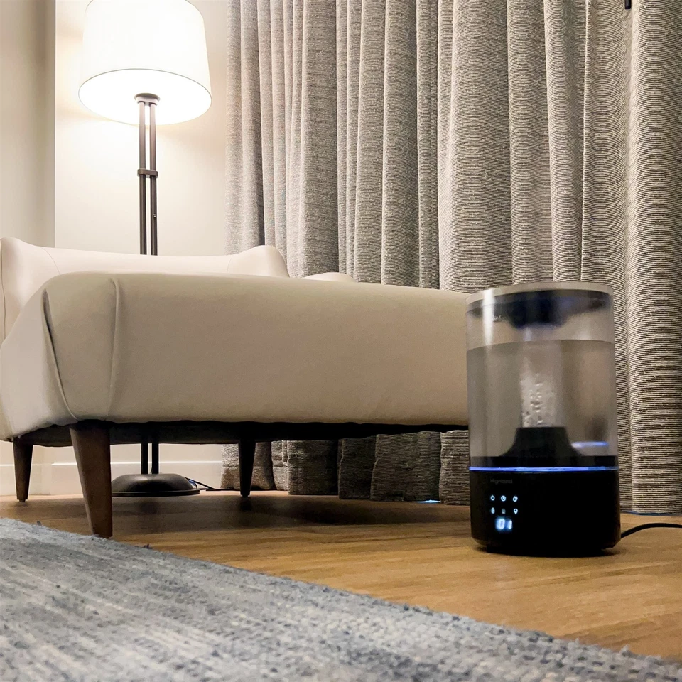 Humidificador de mesa Highland 1,2 galones - Doble niebla fría y cálida, susurro silencioso O Foto 2 de 4