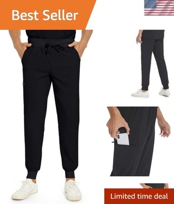 Scrub Pants for Men - Slim Jogger Pants with 5 Pockets, Yoga Waistband, Anti-...