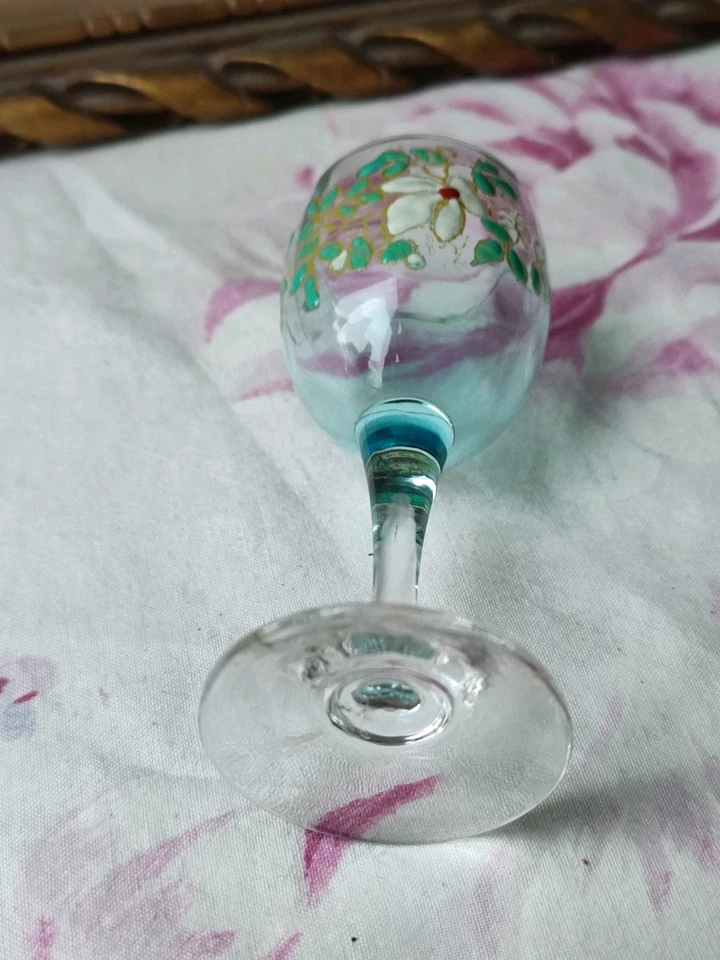 ANCIEN VERRE À LIQUEUR ÉMAILLÉ ART NOUVEAU LEGRAS N° 5 BLEU TURQUOISE - Photo 4/4