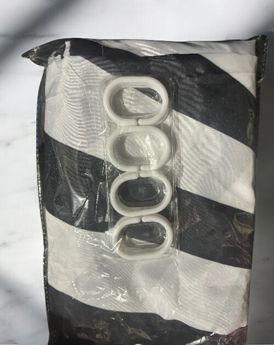Duschvorhang Stereoskopische Fehlausrichtung Karte Dämmerungszone Dekor Schwarz/Weiß - Bild 4 von 4