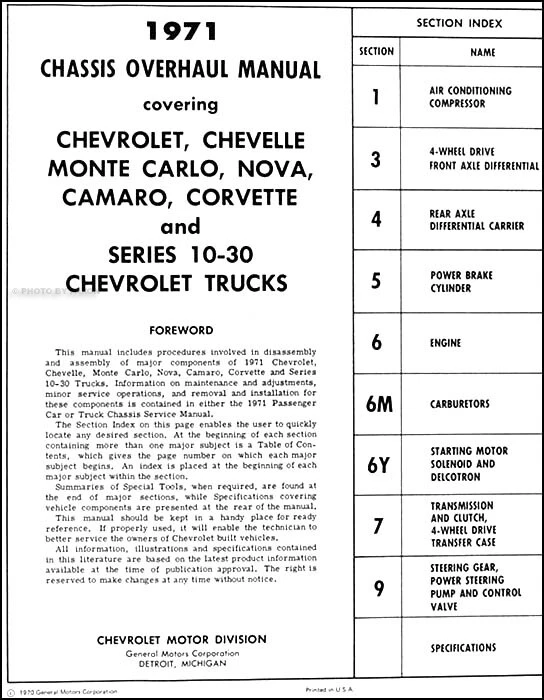 1971 Chevy Engine and Transmission Overhaul Manual - Image 2 of 2
