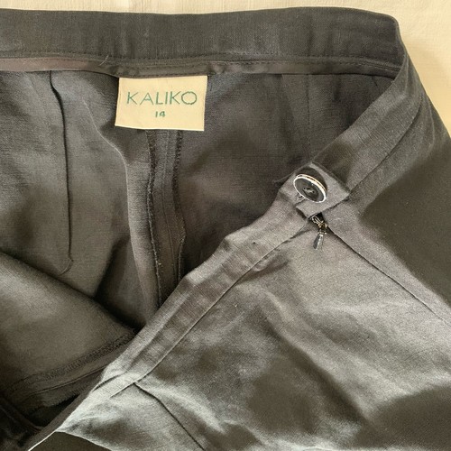 Pantaloni blazer tuta lino seta Kaliko taglia UK 14 foderati neri classici silenziosi lusso - Foto 16 di 24