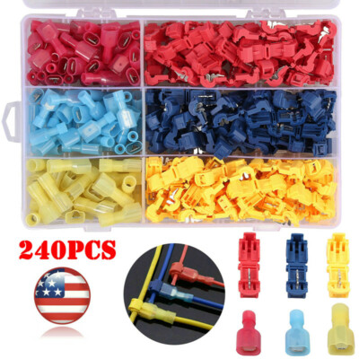 240Pc Quick Splice Scotch Lock T Tap Wire Joint Cable Crimp Terminals Connectors