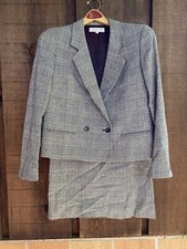 Vintage Jones of New York Women s Black Hounds-tooth Skirt Suit Sz 8 70/80s