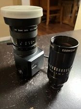 COSMICAR TV LENS 75mm 1:1.9 #17600  AND  TV ZOOM LENS 12.5 75MM 1:1.4