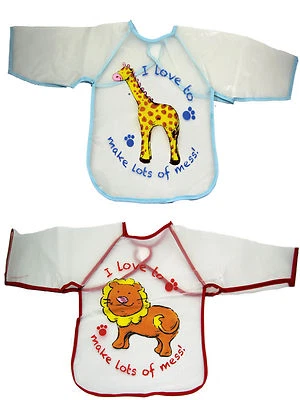 BEAUTIFUL BEGINNINGS LONG SLEEVE WIPE CLEAN BABY / TODDLER BIB APRON IDEAL FOR CHILD CRAFT & PAINT