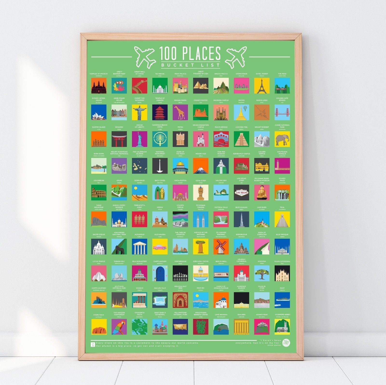 Gift Republic Scratch Off Bucket List 100 Places To Visit Poster Challenge Gift