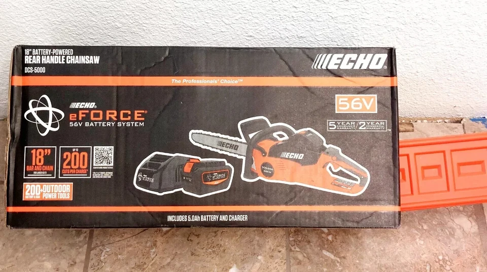 ECHO eFORCE Chainsaw, 18 INCH 56V DCS-5000-18C2 with Battery and Charger