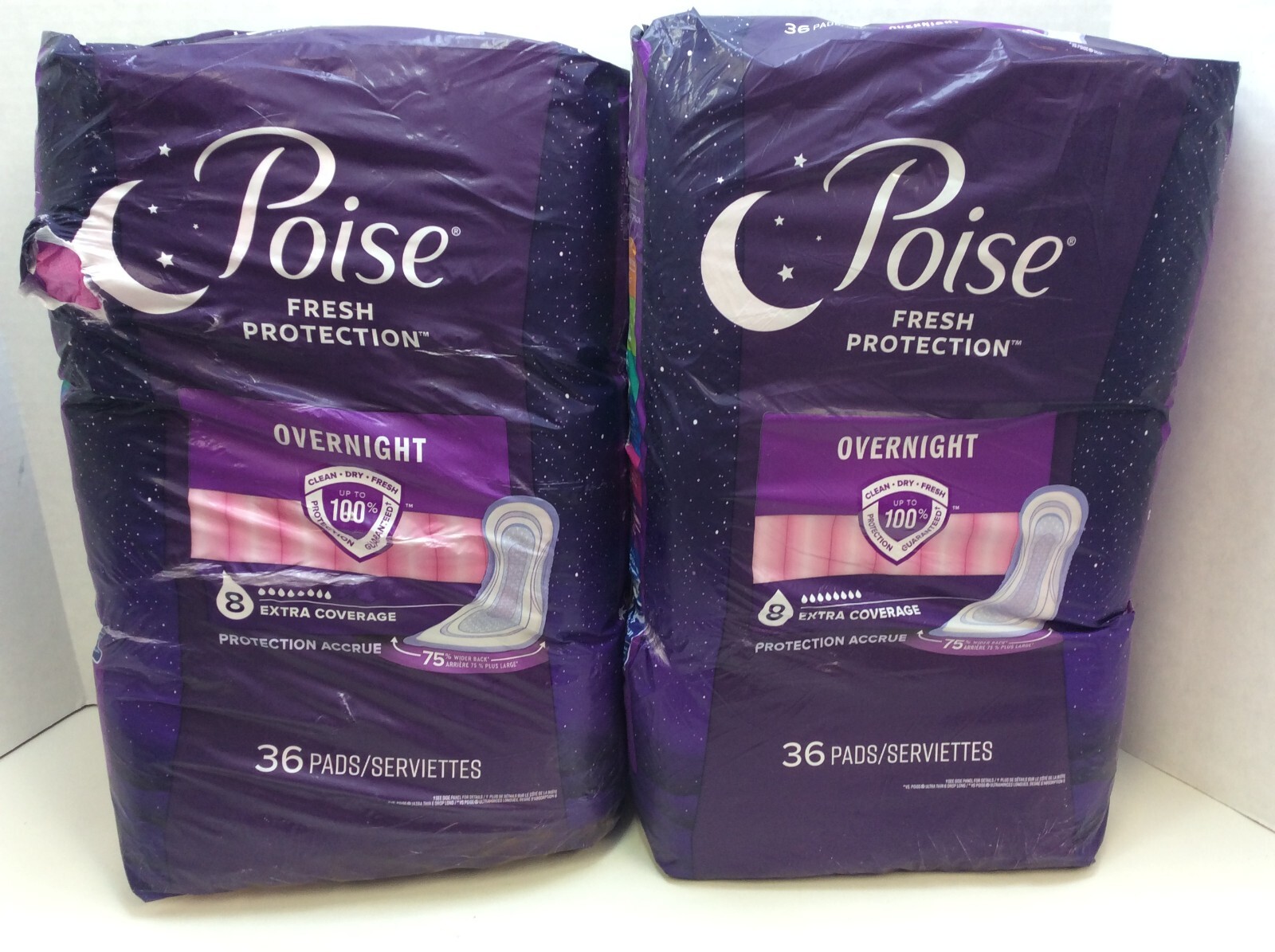 Poise Overnight Pads, 8 Extra Coverage Protection, 72 Count
