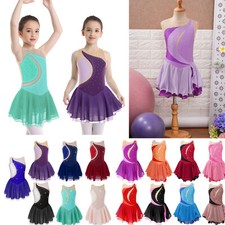 Girls Ice Skating Dress Ballet Dance Gymnastics Bodysuit Dancewear Costume