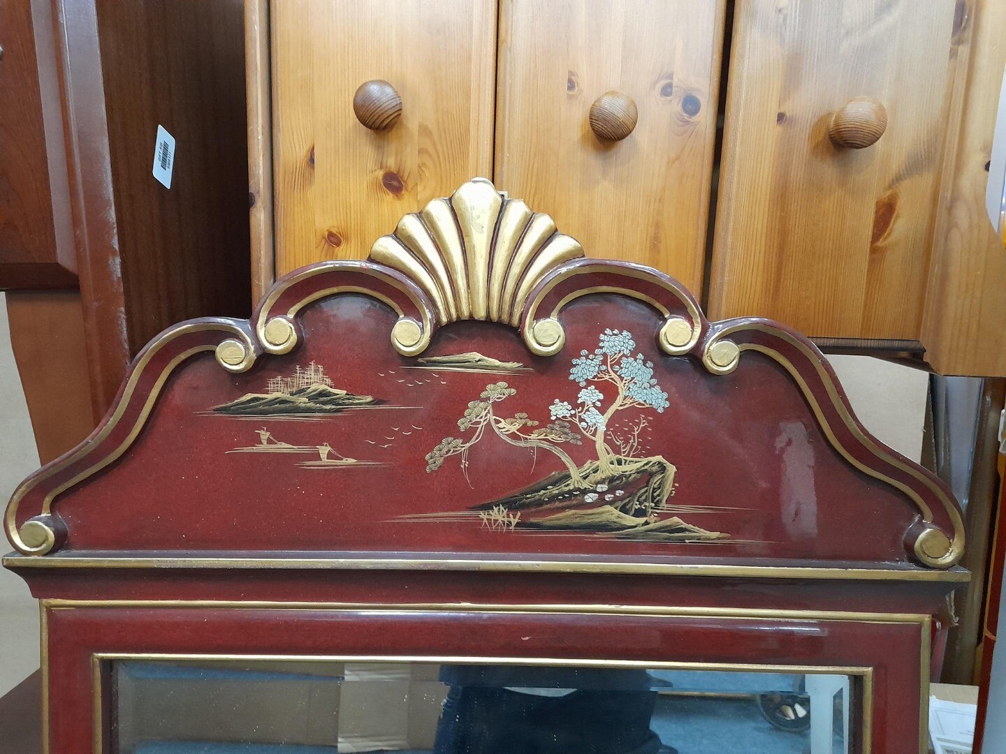 Vintage Mahogany Mirror with Traditional Asian Styling CS H67 eBay