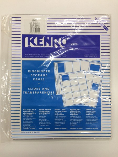 Storage pages for negatives or slider 6x6 by Kenro. 10 Items per box. New