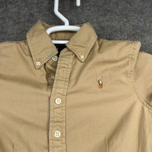 Polo Ralph Lauren Dress Girls Size 8 Khaki Button Front Belted Chino Shirtdress - Picture 2 of 11