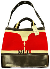 Nwt Sonia Rykiel Baiser Graphic Leather And Canvas Tote - Rare
