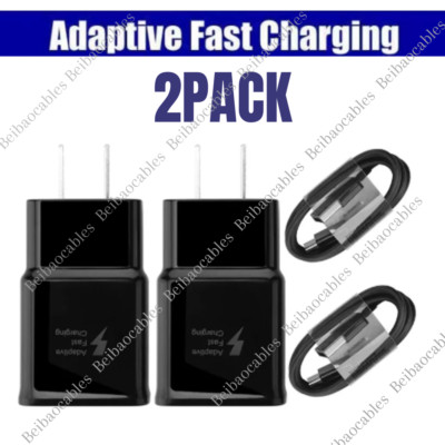 2 PACK Type USB-C Fast Wall Charger Adaptive For Samsung Galaxy S22 S21 S20 S10