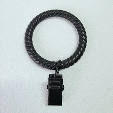 Curtain Rod Metal Rings with Clips 37 pieces Black Rope Design Loops