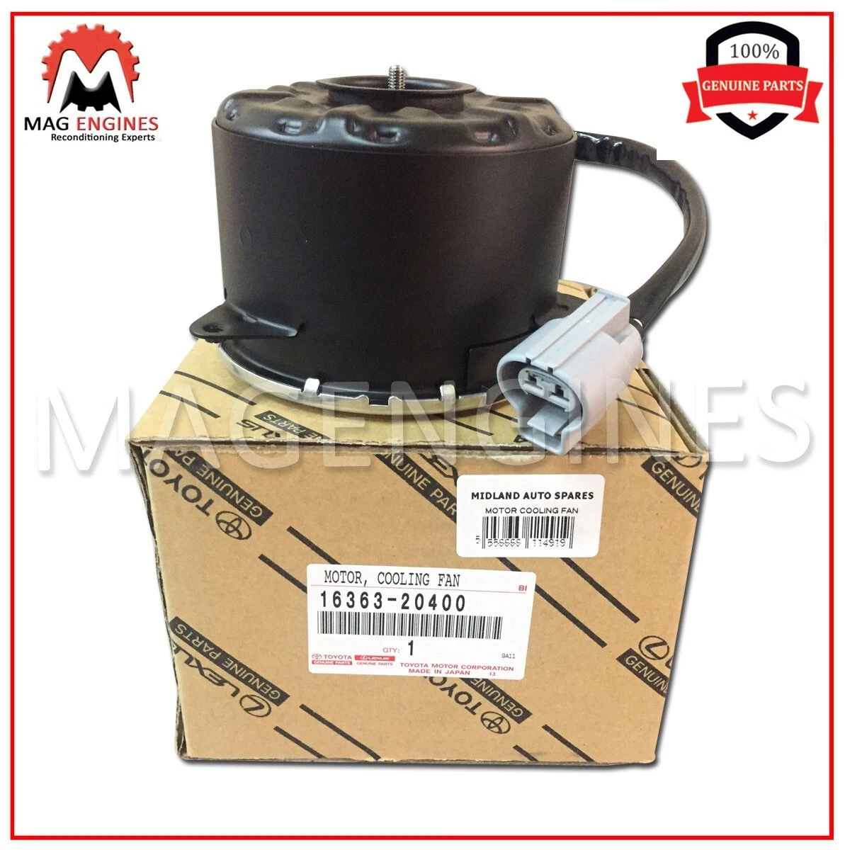 16363-20400 GENUINE OEM MOTOR, COOLING FAN - HIGHLANDER RX400h 