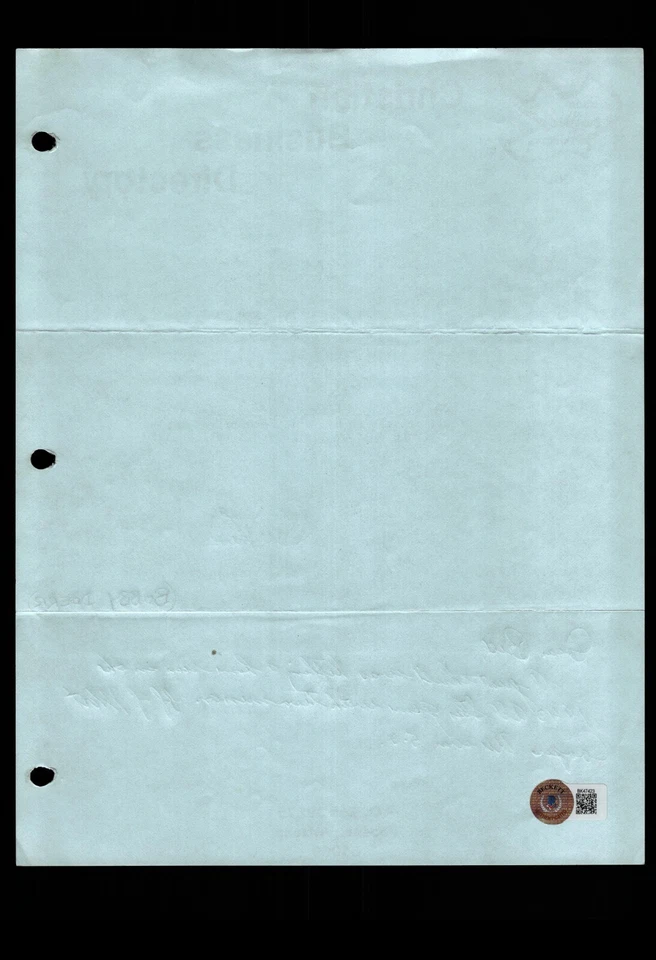 CARTA DE FAN RESPUESTA DE HOF BOBBY DOERR RE: MAYOR EMOCIÓN, CERTIFICADO BAS Foto 2 de 2