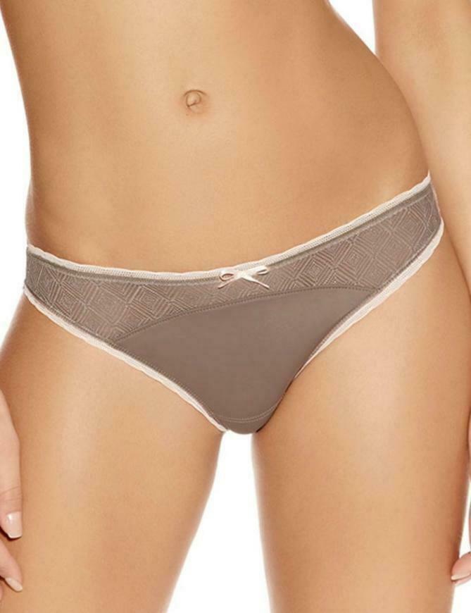 Freya Deco Vibe Thong Size XS 8 10 Mocha Brown Mesh Brazilian Knickers 1707