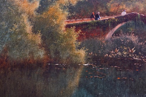 LARGE EDWIN BODDINGTON 1836-1906 FISHING AT SUNSET SIGNED ANTIQUE OIL PAINTING - Picture 7 of 12