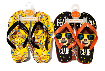 Gertex Emoji Boys Flip Flops Thong Sandals Size 3-4 M NWT Lot of 2