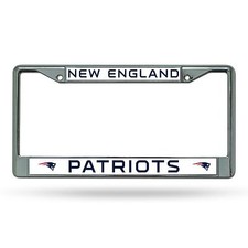 Football New England Patriots Metal Chrome Auto Tag License Plate Frame - Single Football New England Patriots Metal Chrome Auto Tag License Plate Frame - Single