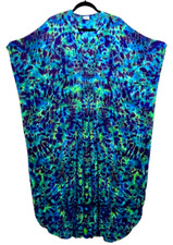 Tie Dye Caftan Dress Women's Blue Green Purple Blotter Kaftan beach cover-up tye