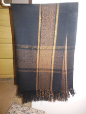 Scarf Black with Gold Design 78" long