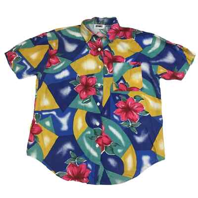 Vintage Gitano Womens M Shirt Button Down Hawaiian Colorful Short Sleeve