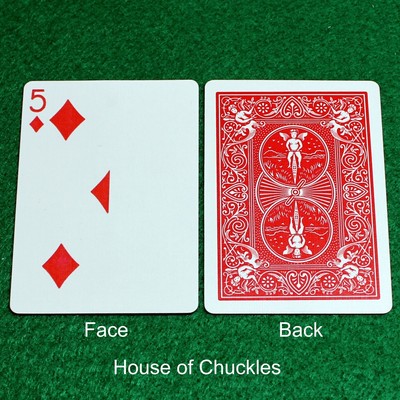 5 of Diamonds / Half Blank Vertical, Red, Custom Printed Bicycle Gaff Card