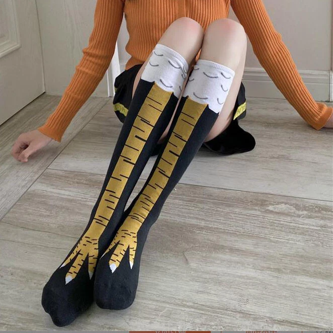 Women 3D Chicken Foot Socks Leg/Knee-High Christmas Funny Xmas Cartoon  Stockings