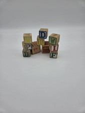 Vintage Wooden Alphabet Blocks Lot Of 10 Unbranded