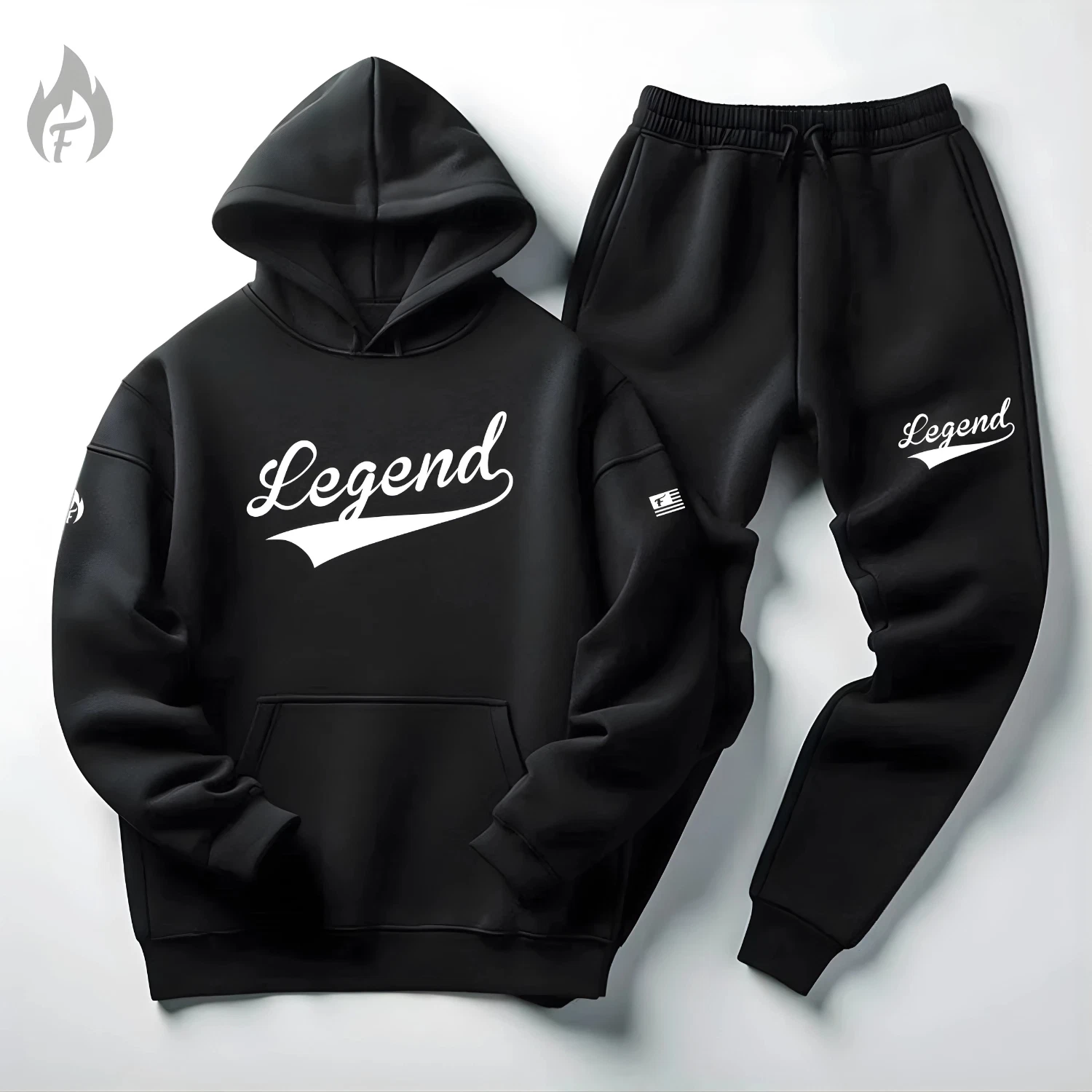 Legend Men's Black Fleece Tracksuit – Premium Hoodie & Joggers Set