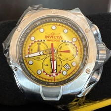 Invicta 47748 Racing Chronograph Yellow Dial Men  s Watch New Factory Sealed NIB
