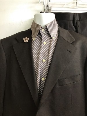 Gucci Men's Suit Two Piece Brown Wool Notch Collar Size 54 Long
