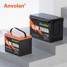 12V 100AH 200Ah LiFePO4 Lithium Battery Deep Cycle BMS for Solar RV Off-grid