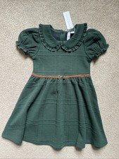 Janie and Jack Size 5 The Equestrian Collared Dress in green Textured Fabric NWT