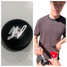 JACOB BERNARD-DOCKER SIGNED DETROIT RED WINGS 100 YEARS HOCKEY PUCK W/ CASE COA