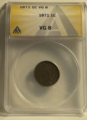 1871 Indian Head Penny Graded ANACS VG 8
