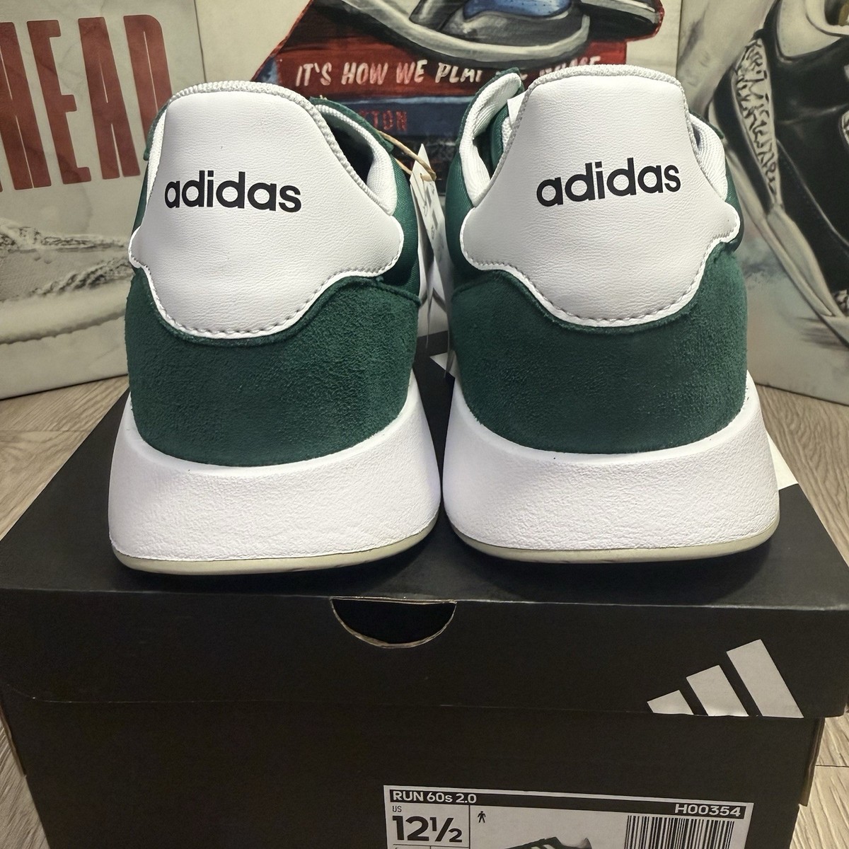 Adidas Run 60s 2.0 Green and White Classic Trainer Brand New Adidas Run 60s 2.0 9.5 (42.5) | Mercari main image 4