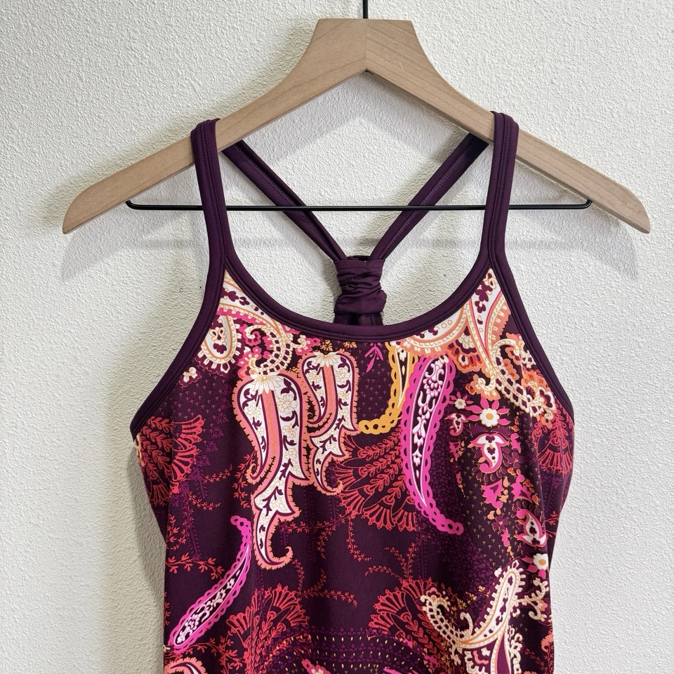 Athleta Tankini Top Womens Medium Pink Bathing Suit Shelf Bra Outdoor Surf Beach - Image 2 of 4