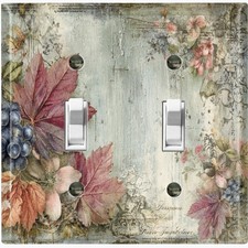 Metal Light Switch Outlet Cover Wall Plate Vintage Faded Autumn Leaves FWR307